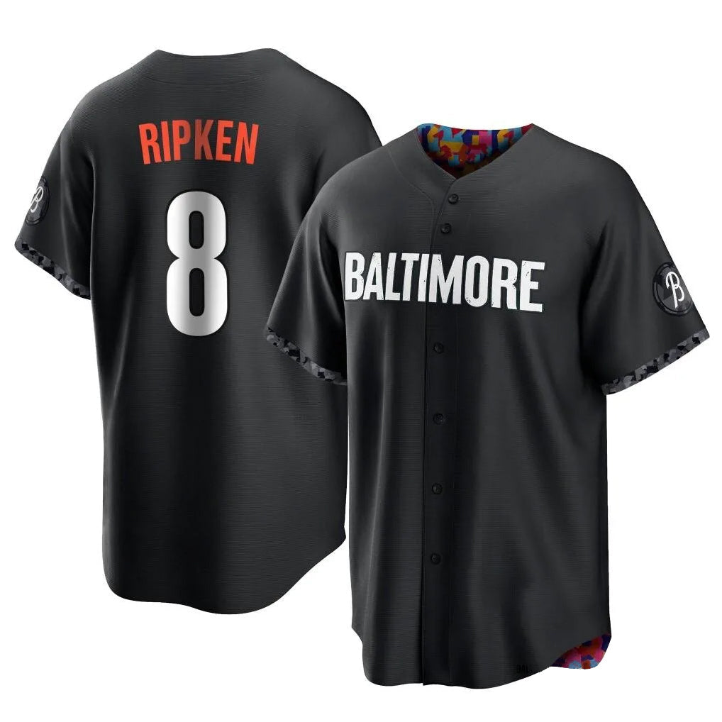 Kooe B.Orioles #8 Cal Ripken Player Black City Connect Home Game Stitched Jerseys