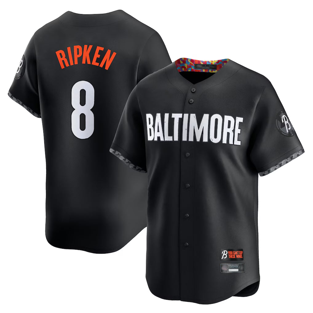 Kooe B.Orioles #8 Cal Ripken Player Black City Connect Limited Home Game Stitched Jerseys