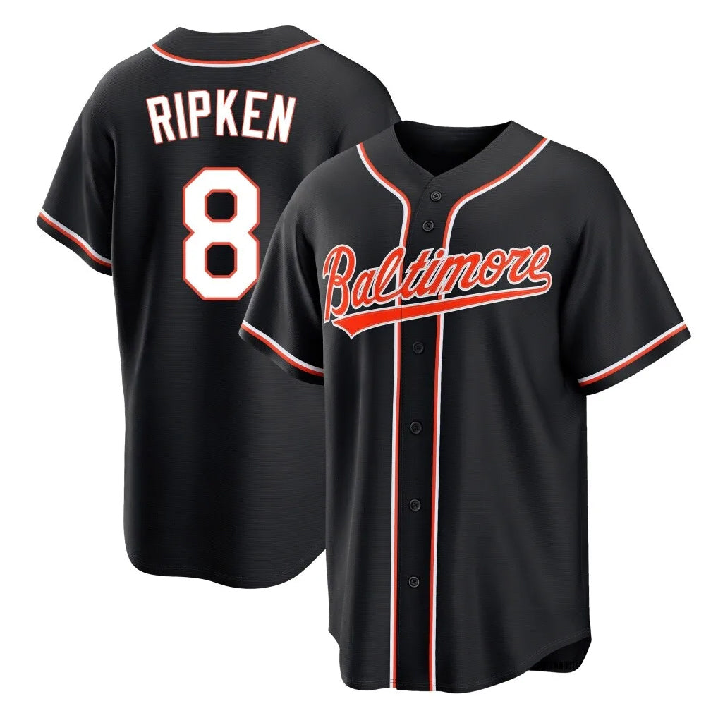 Kooe B.Orioles #8 Cal Ripken Player Black Out Home Game Stitched Jerseys