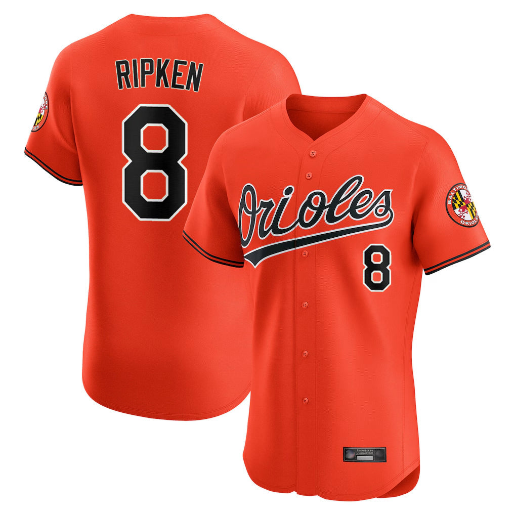 Kooe B.Orioles #8 Cal Ripken Player Orange Limited Elite Home Game Stitched Jerseys