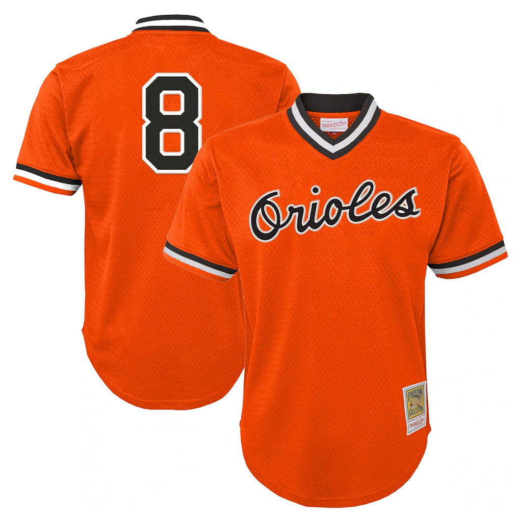 Kooe B.Orioles #8 Cal Ripken Player Orange Mitchell & Ness Cooperstown Collection Mesh T-shirt Game Stitched Jerseys