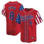 Kooe B.Orioles #8 Cal Ripken Player Red Independence Day Vapor Premier Limited Home Game Stitched Jerseys