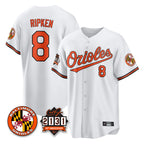 Kooe B.Orioles #8 Cal Ripken Player White 30th Anniversary of 2131 Home Game Stitched Jerseys
