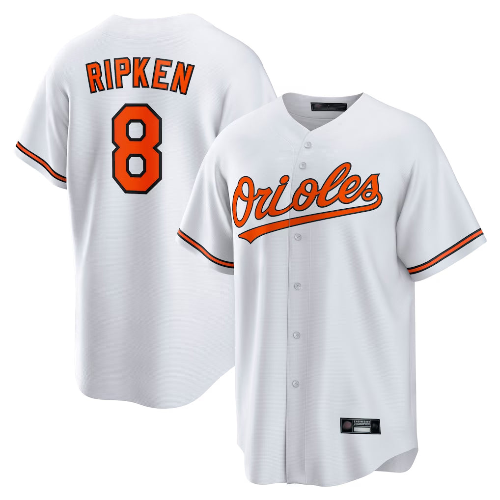 Kooe B.Orioles #8 Cal Ripken Player White Home Game Stitched Jerseys