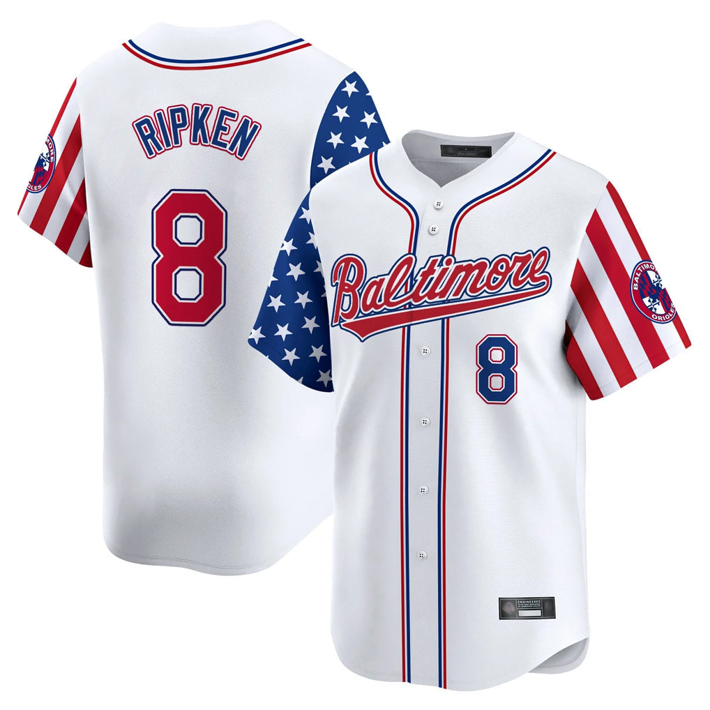 Kooe B.Orioles #8 Cal Ripken Player White Independence Day Vapor Premier Limited Home Game Stitched Jerseys