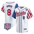 Kooe B.Orioles #8 Cal Ripken Player White USA 250 Independence Day Vapor Premier Home Game Stitched Jerseys