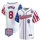 Kooe B.Orioles #8 Cal Ripken Player White USA 250 Independence Day Vapor Premier Limited Home Game Stitched Jerseys
