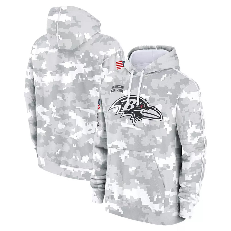 Kooe B.Ravens Player Military Hoodie Arctic Camo Salute To Service Stitched Jerseys