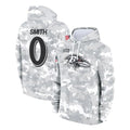 Kooe B.Ravens #0 Roquan Smith Player Arctic Camo Salute to Service Pullover Hoodie Stitched Jerseys