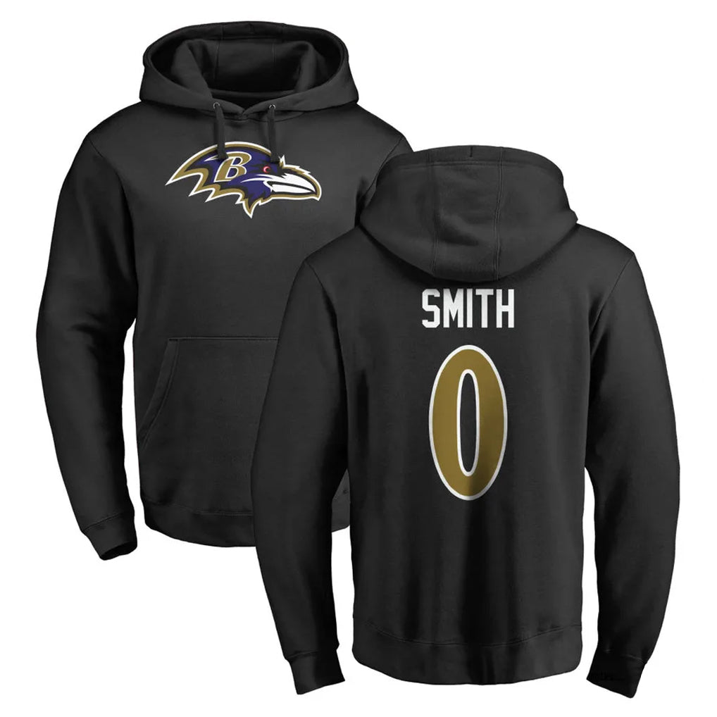 Kooe B.Ravens #0 Roquan Smith Player Black Pullover Hoodie Stitched Jerseys