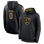 Kooe B.Ravens #0 Roquan Smith Player Black Salute to Service Pullover Hoodie Stitched Jerseys