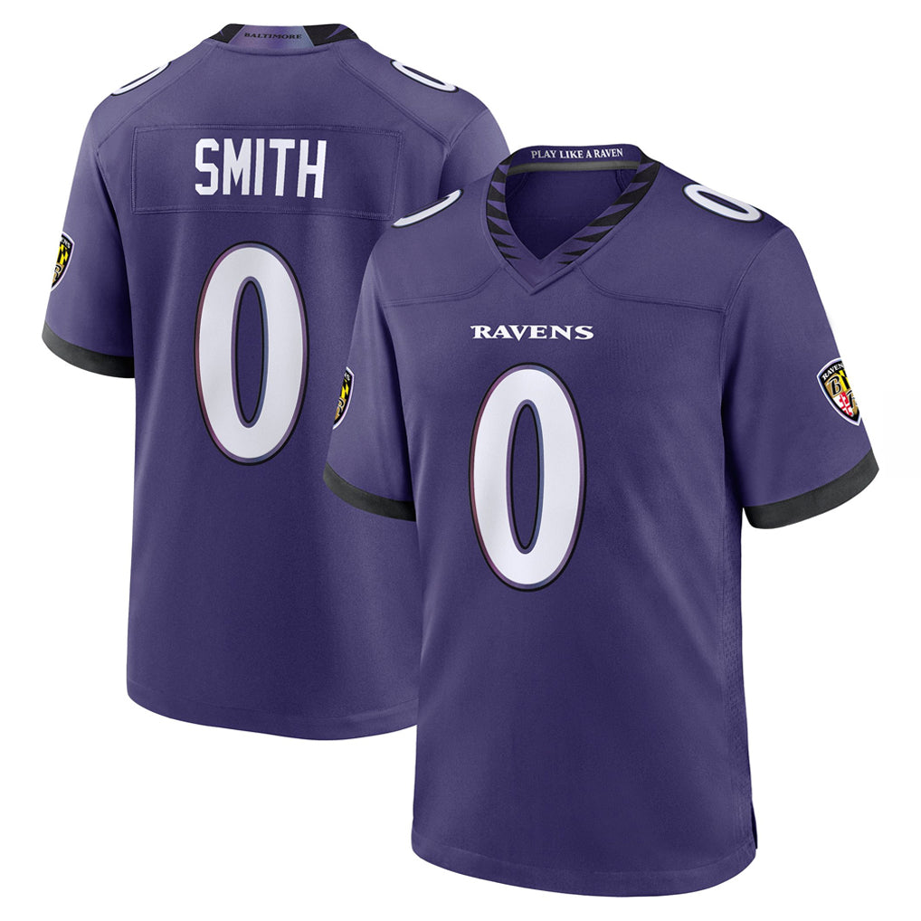 Kooe B.Ravens #0 Roquan Smith Player Purple Home Game Stitched Jerseys
