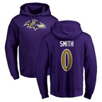 Kooe B.Ravens #0 Roquan Smith Player Purple Salute to Service Pullover Hoodie Stitched Jerseys