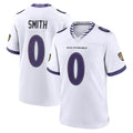 Kooe B.Ravens #0 Roquan Smith Player White Purple Home Game Stitched Jerseys