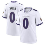 Kooe B.Ravens #0 Roquan Smith Player White Purple Home Game Stitched Jerseys