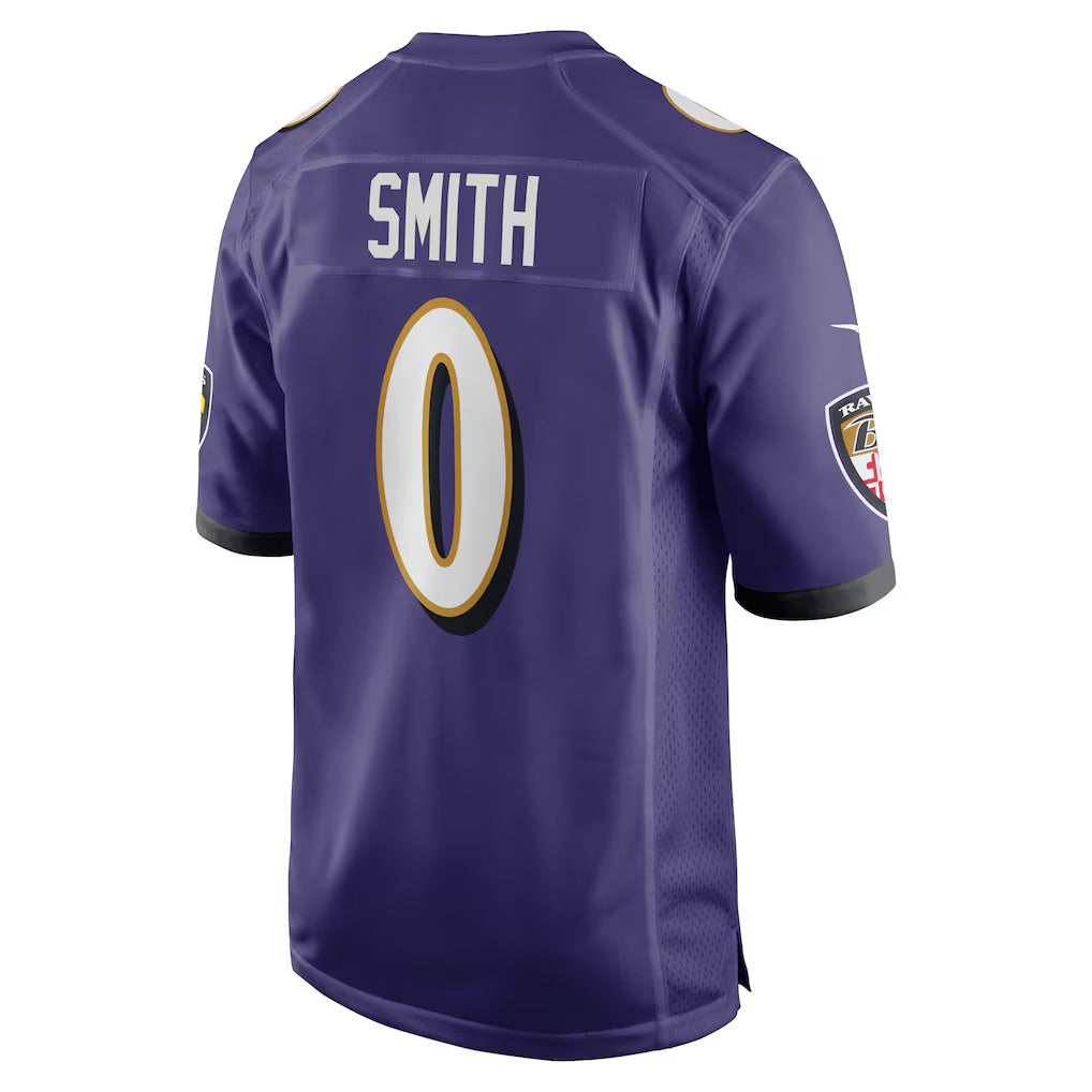 Kooe B.Ravens #0 Roquan Smith Purple Team Game Stitched Jersey