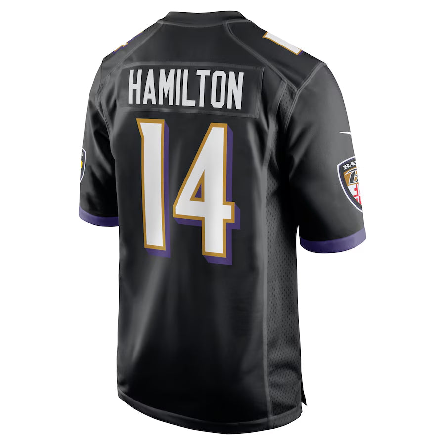 Kooe B.Ravens #14 Kyle Hamilton Player Black Alternate Home Game Stitched Jerseys