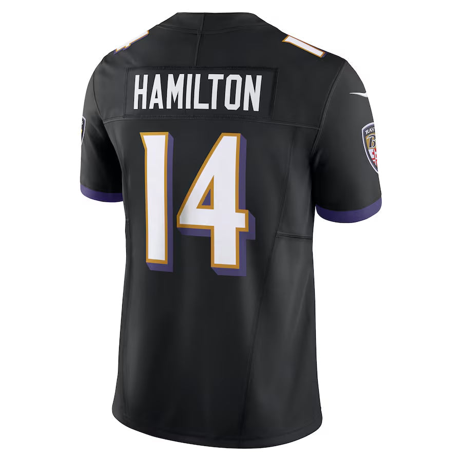 Kooe B.Ravens #14 Kyle Hamilton Player Black Vapor F.U.S.E. Limited Game Stitched Jerseys