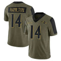 Kooe B.Ravens #14 Kyle Hamilton Player Olive  Salute To Service Limited Home Game Stitched Jerseys