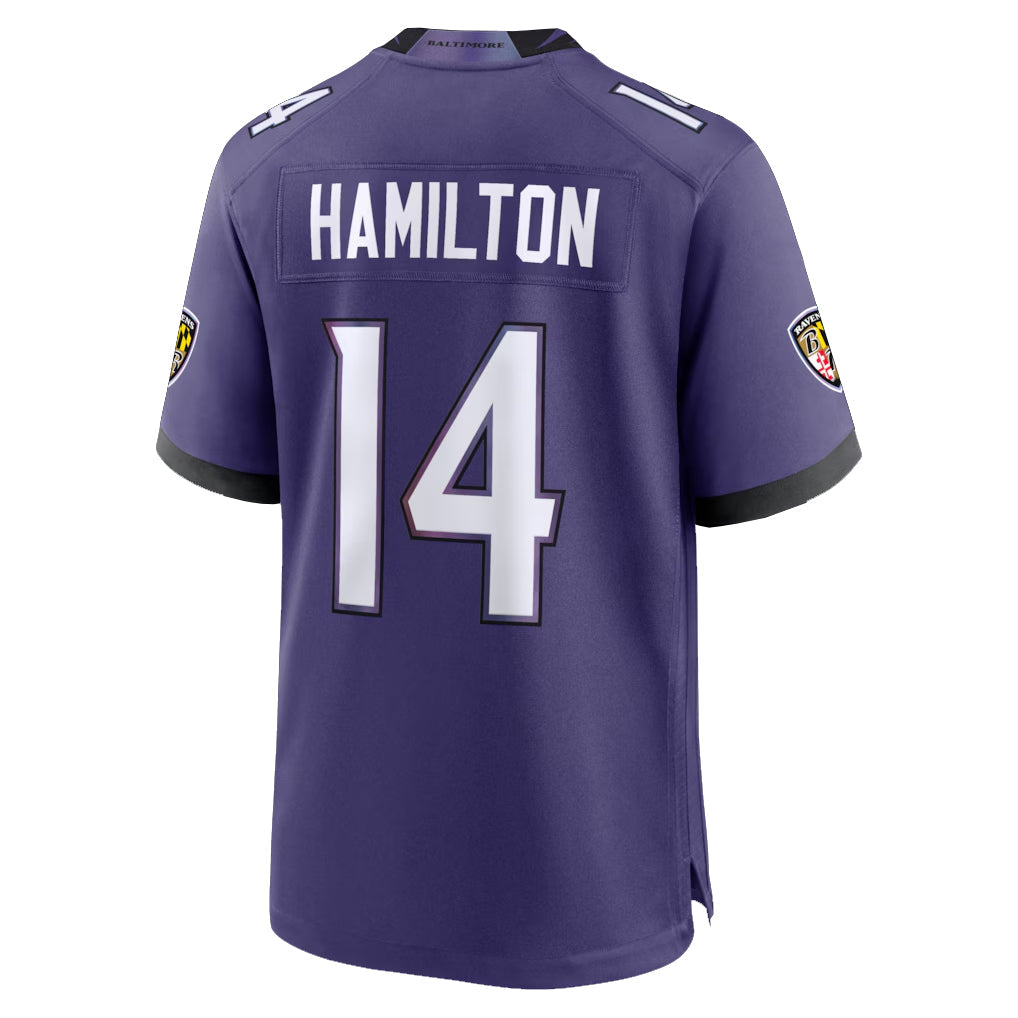 Kooe B.Ravens #14 Kyle Hamilton Player Purple Home Game Stitched Jerseys