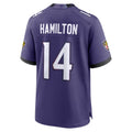 Kooe B.Ravens #14 Kyle Hamilton Player Purple Home Game Stitched Jerseys