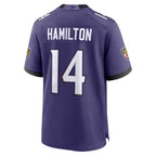 Kooe B.Ravens #14 Kyle Hamilton Player Purple Home Game Stitched Jerseys