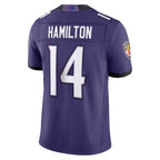 Kooe B.Ravens #14 Kyle Hamilton Player Purple Limited Elite Home Game Stitched Jerseys