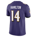 Kooe B.Ravens #14 Kyle Hamilton Player Purple Vapor F.U.S.E. Limited Elite Home Game Stitched Jerseys