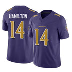 Kooe B.Ravens #14 Kyle Hamilton Player Purple Vapor F.U.S.E. Limited Home Game Stitched Jerseys