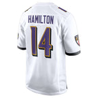Kooe B.Ravens #14 Kyle Hamilton Player White Alternate Home Game Stitched Jerseys