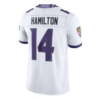 Kooe B.Ravens #14 Kyle Hamilton Player White Limited Elite Home Game Stitched Jerseys