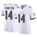 Kooe B.Ravens #14 Kyle Hamilton Player White Vapor F.U.S.E. Limited Elite Home Game Stitched Jerseys