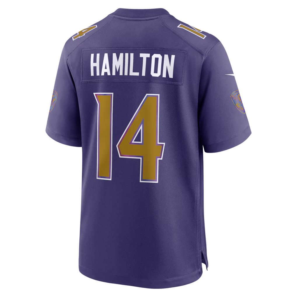 Kooe B.Ravens #14 Kyle Hamilton Purple Alternate Game Stitched Jerseys