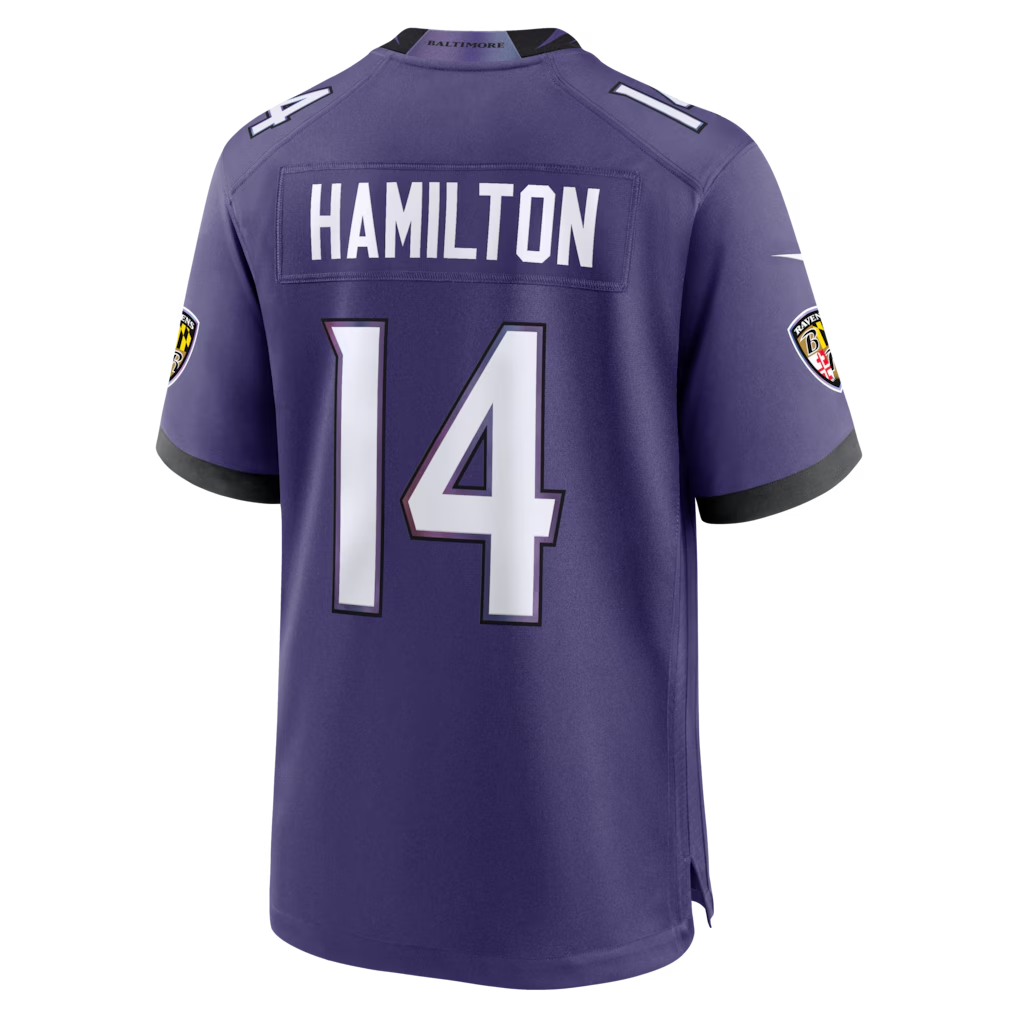 Kooe B.Ravens #14 Kyle Hamilton Purple Team Game Stitched Jerseys
