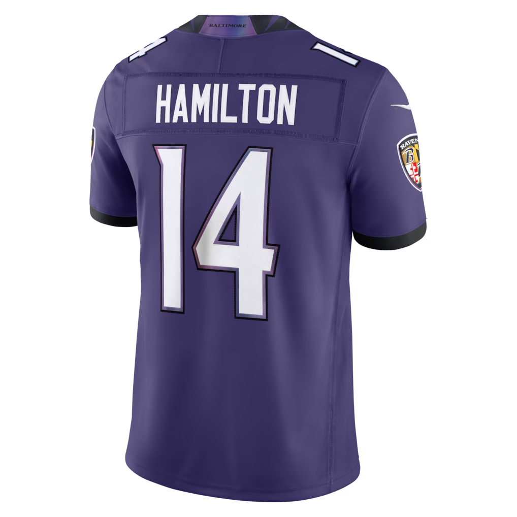 Kooe B.Ravens #14 Kyle Hamilton Purple Team Vapor F.U.S.E. Stitched Limited Jerseys