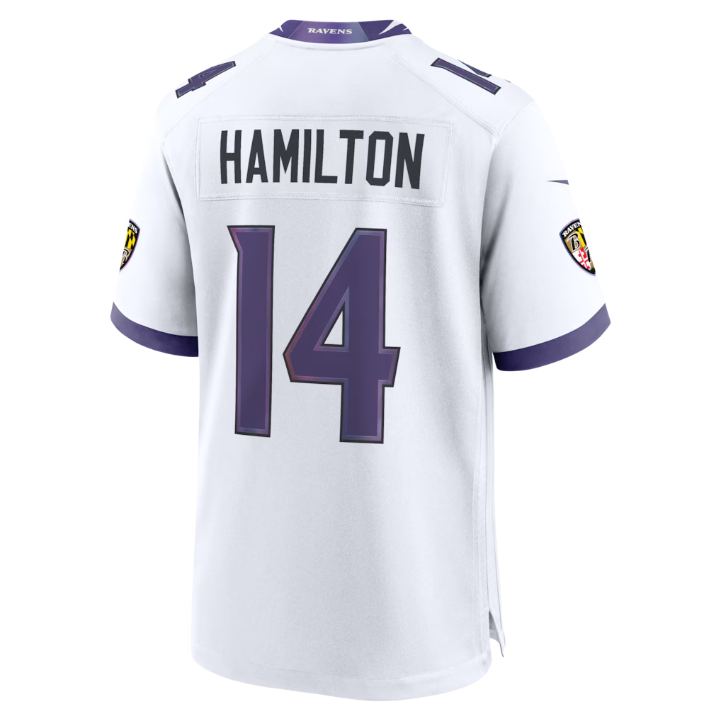 Kooe B.Ravens #14 Ravens Kyle Hamilton White Game Stitched Jerseys