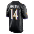 Kooe B.Ravens #14 Kyle Hamilton Player Black Home Game Stitched Jerseys
