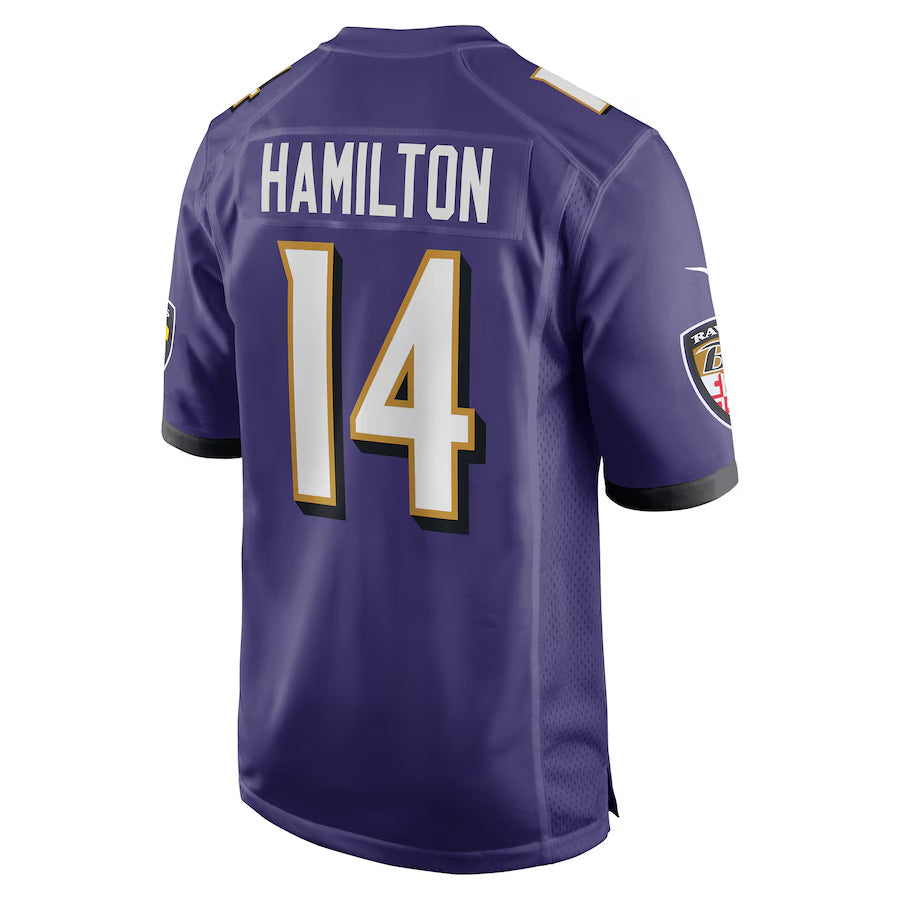 Kooe B.Ravens #14 Kyle Hamilton Player Purple Game Home Stitched Jerseys
