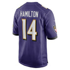 Kooe B.Ravens #14 Kyle Hamilton Player Purple Game Home Stitched Jerseys