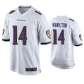 Kooe B.Ravens #14 Kyle Hamilton Player White Home Game Stitched Jerseys