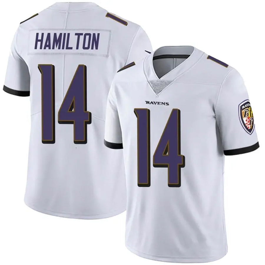 Kooe B.Ravens #14 Kyle Hamilton Player White Vapor F.U.S.E. Limited Stitched Jerseys