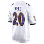 Kooe B.Ravens #20 Ed Reed Player White Alternate Game Home Stitched Jerseys