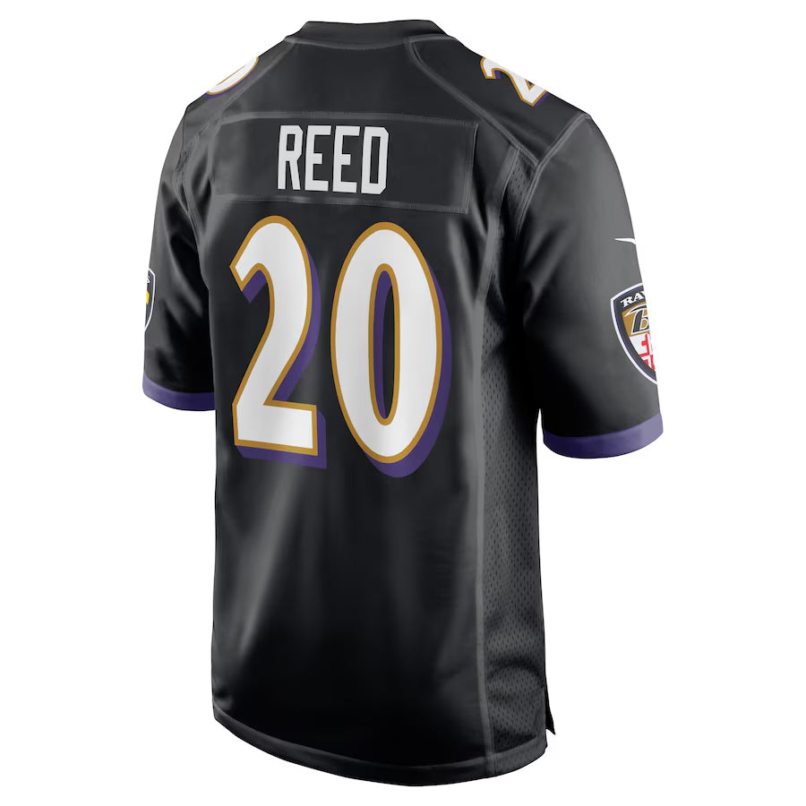 Kooe B.Ravens #20 Ed Reed Player Black Game Home Football Stitched Jerseys