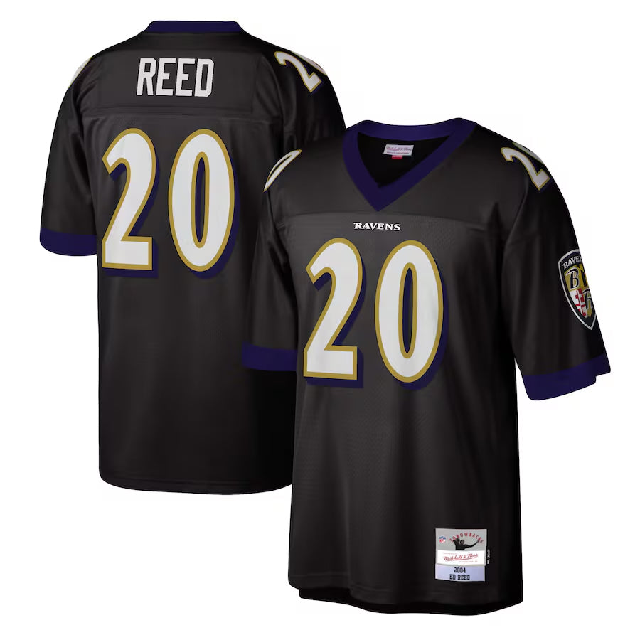 Kooe B.Ravens #20 Ed Reed Player Mitchell & Ness Black Legacy Replica Stitched Jerseys