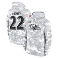 Kooe B.Ravens #22 Derrick Henry Player Arctic Camo Salute To Service Hoodie Stitched Jerseys