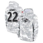 Kooe B.Ravens #22 Derrick Henry Player Arctic Camo Salute To Service Hoodie Stitched Jerseys