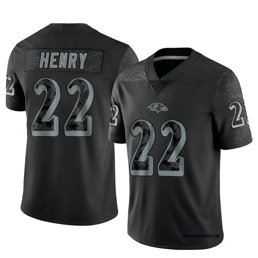 Kooe B.Ravens #22 Derrick Henry Player Black REFLECTIVE Limited Stitched Jerseys