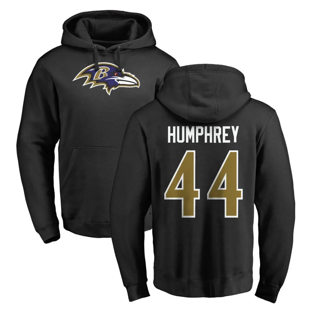 Kooe B.Ravens #44 Marlon Humphrey Player Black Pullover Hoodie Stitched Jerseys