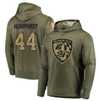 Kooe B.Ravens #44 Marlon Humphrey Player Olive Salute to Service Pullover Hoodie Stitched Jerseys