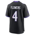 Kooe B.Ravens #4 Zay Flowers Black Alternate Stitched Jerseys